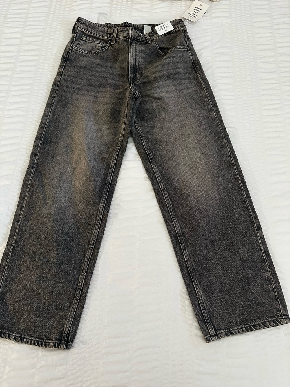 H&M Girls Black Washed Straight-Leg Jeans - Size 16